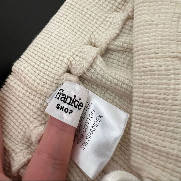 Frankie Shop Jogger Pants Small Bone Waffle Knit Elastic Waist Pockets Relaxed - Picture 9 of 15